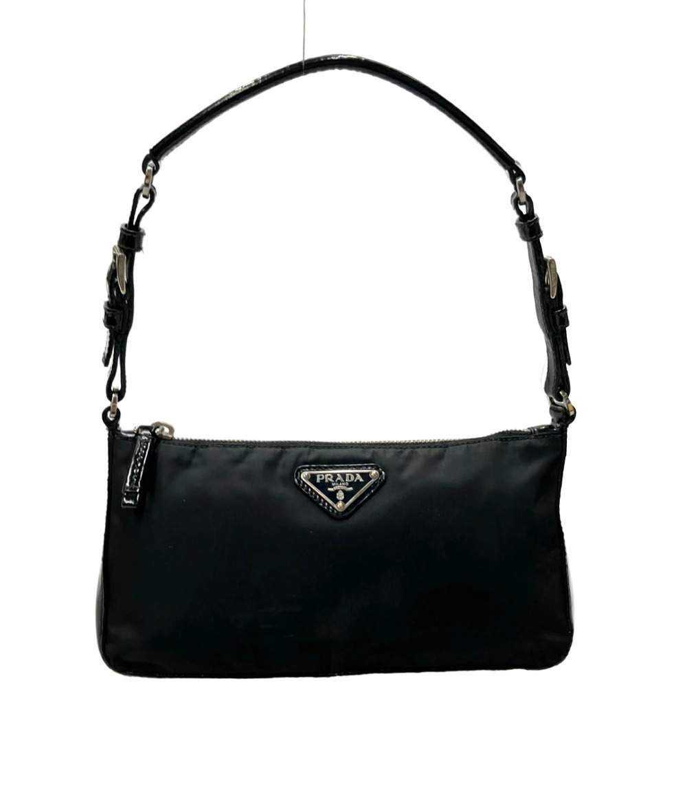 Prada Arque Vitello Daino Leather Hobo Shoulder Bag Black